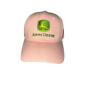 John Deere Pink Embroidered Logo Baseball Cap Adjustable Strapback Hat